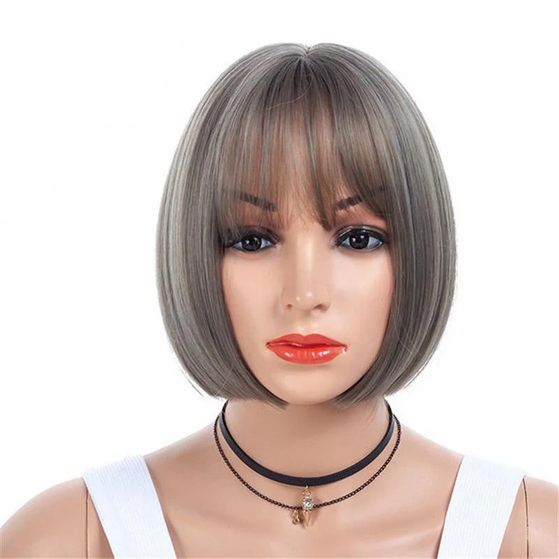 10 Inches Short Bob Wig with Bangs - Image 4