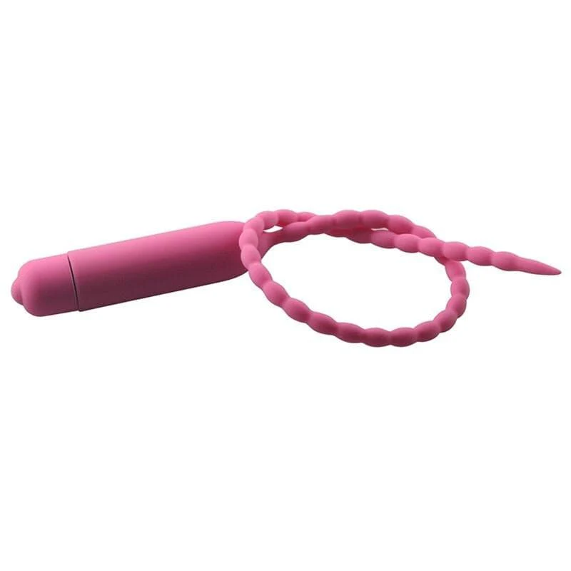 10-Speed Beaded Silicone Penis Plug 14 Inches Long - Image 5