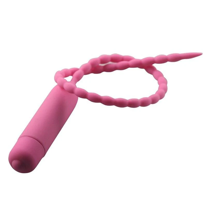10-Speed Beaded Silicone Penis Plug 14 Inches Long - Image 6