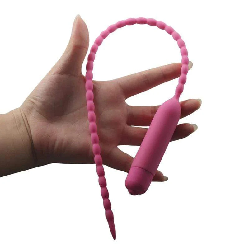 10-Speed Beaded Silicone Penis Plug 14 Inches Long - Image 7