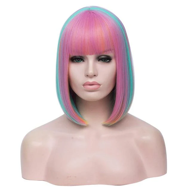 14 Inches Bicolor Straight Short Wig - Image 5