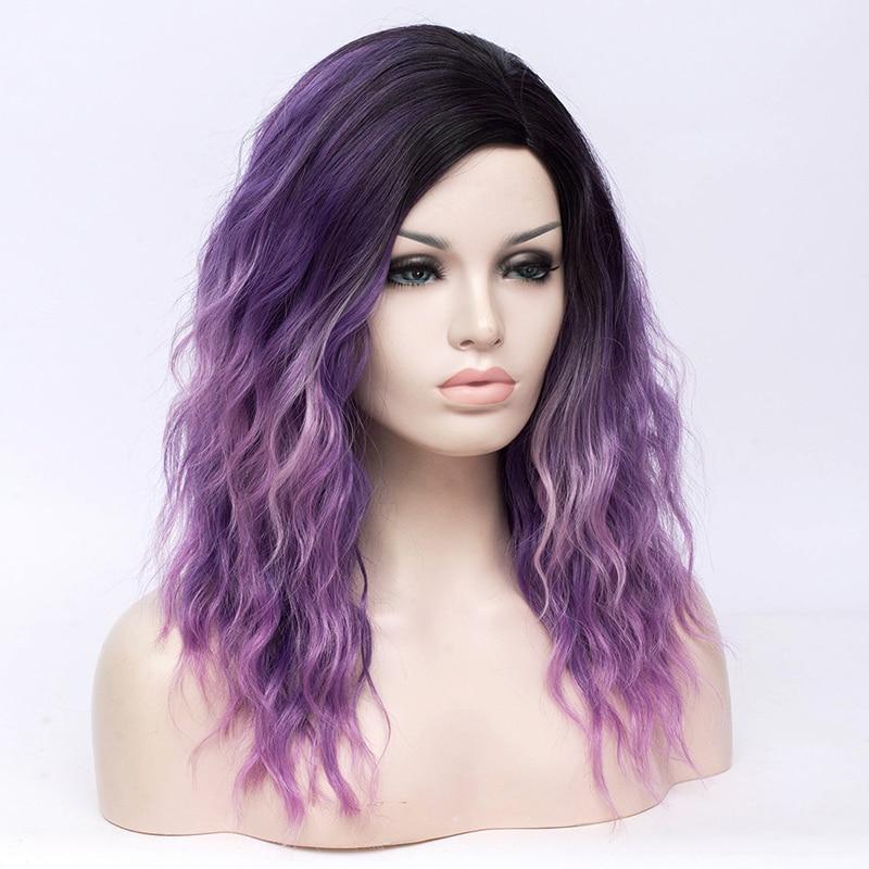 18 Inches Long Pink and Purple Wig - Image 3