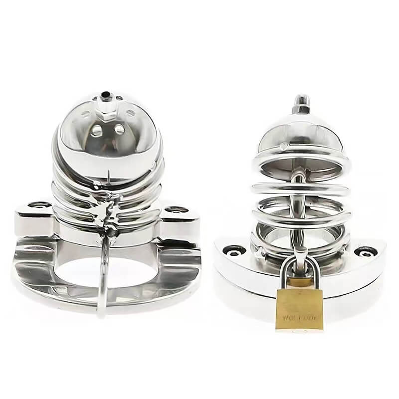 2 in1 Stainless Steel Helmet Chastity Cage - Image 3