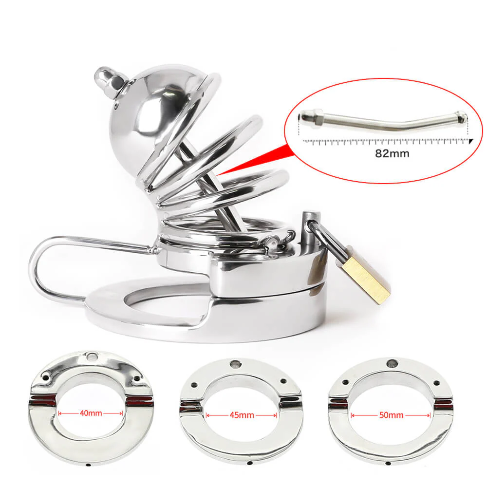 2 in1 Stainless Steel Helmet Chastity Cage - Image 4