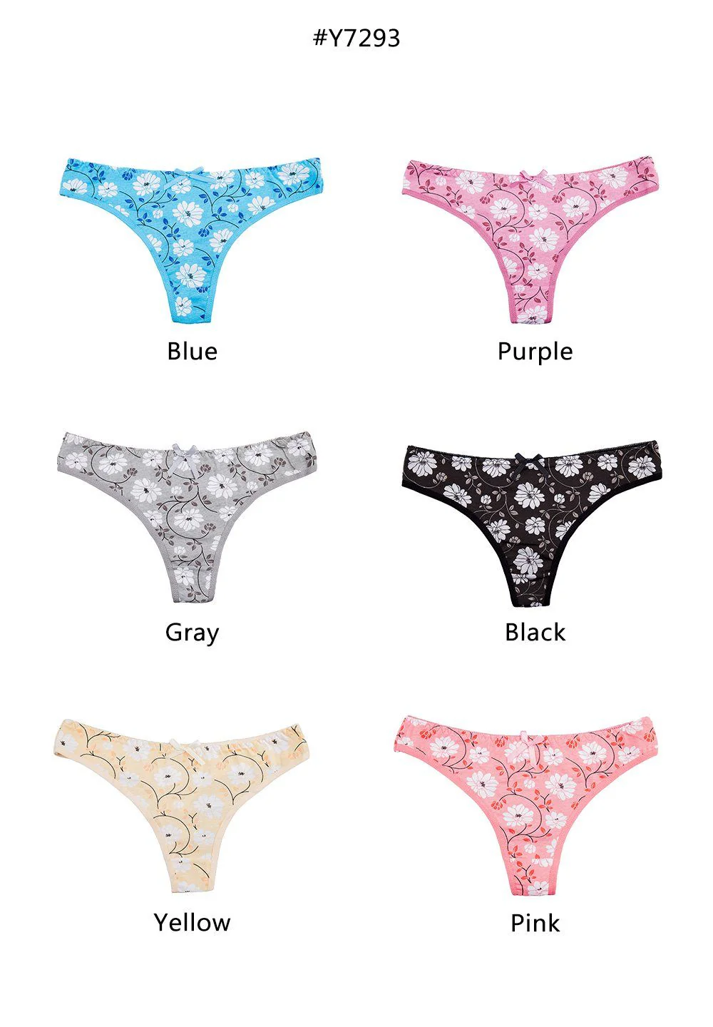 6 Pcs Floral G-string Thong Set - Image 8