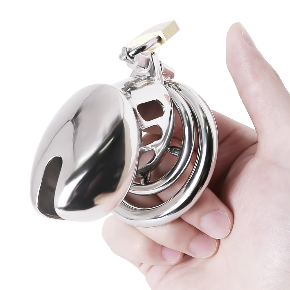 BDSM Stainless Steel Chastity Device With Spike Ring - Image 5