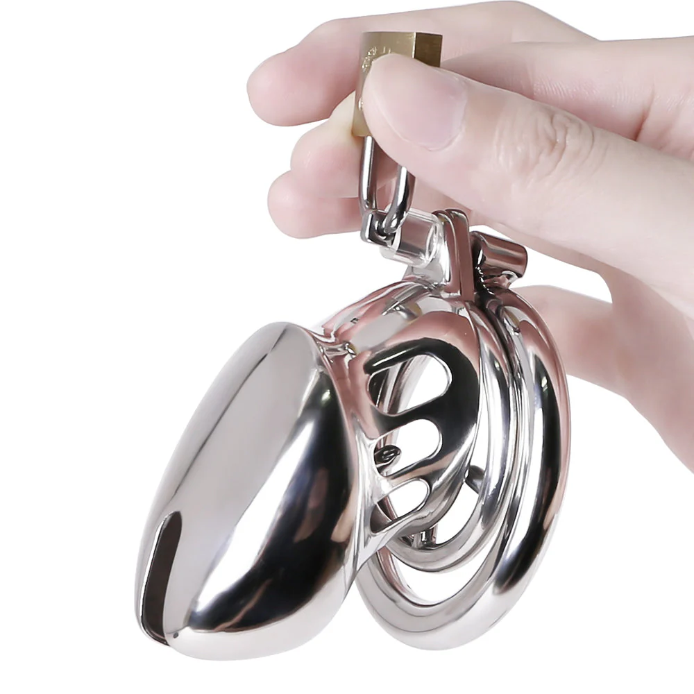 BDSM Stainless Steel Chastity Device With Spike Ring - Image 6