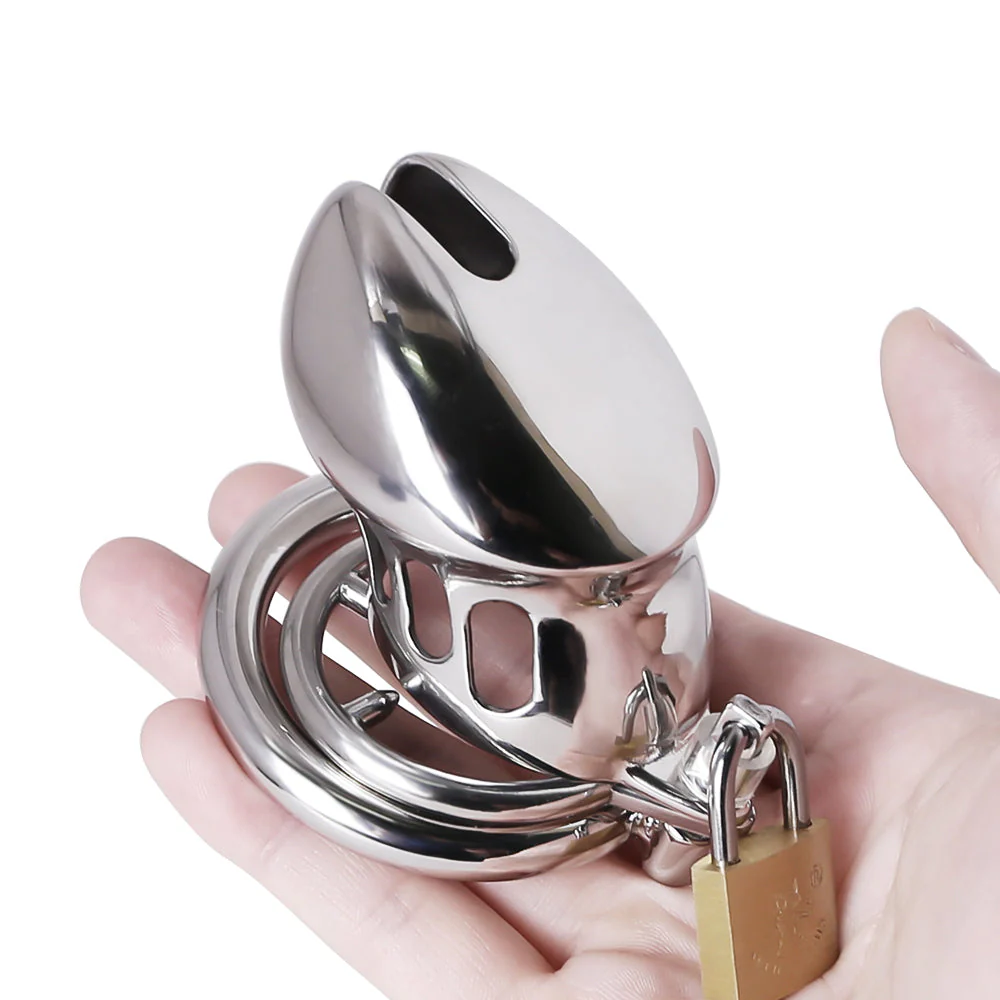 BDSM Stainless Steel Chastity Device With Spike Ring - Image 7
