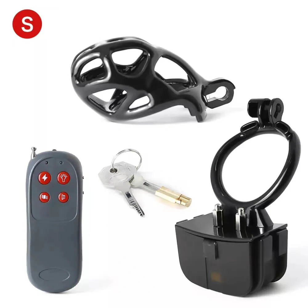 Black Electric Shock Mamba Chastity Cage - Image 11