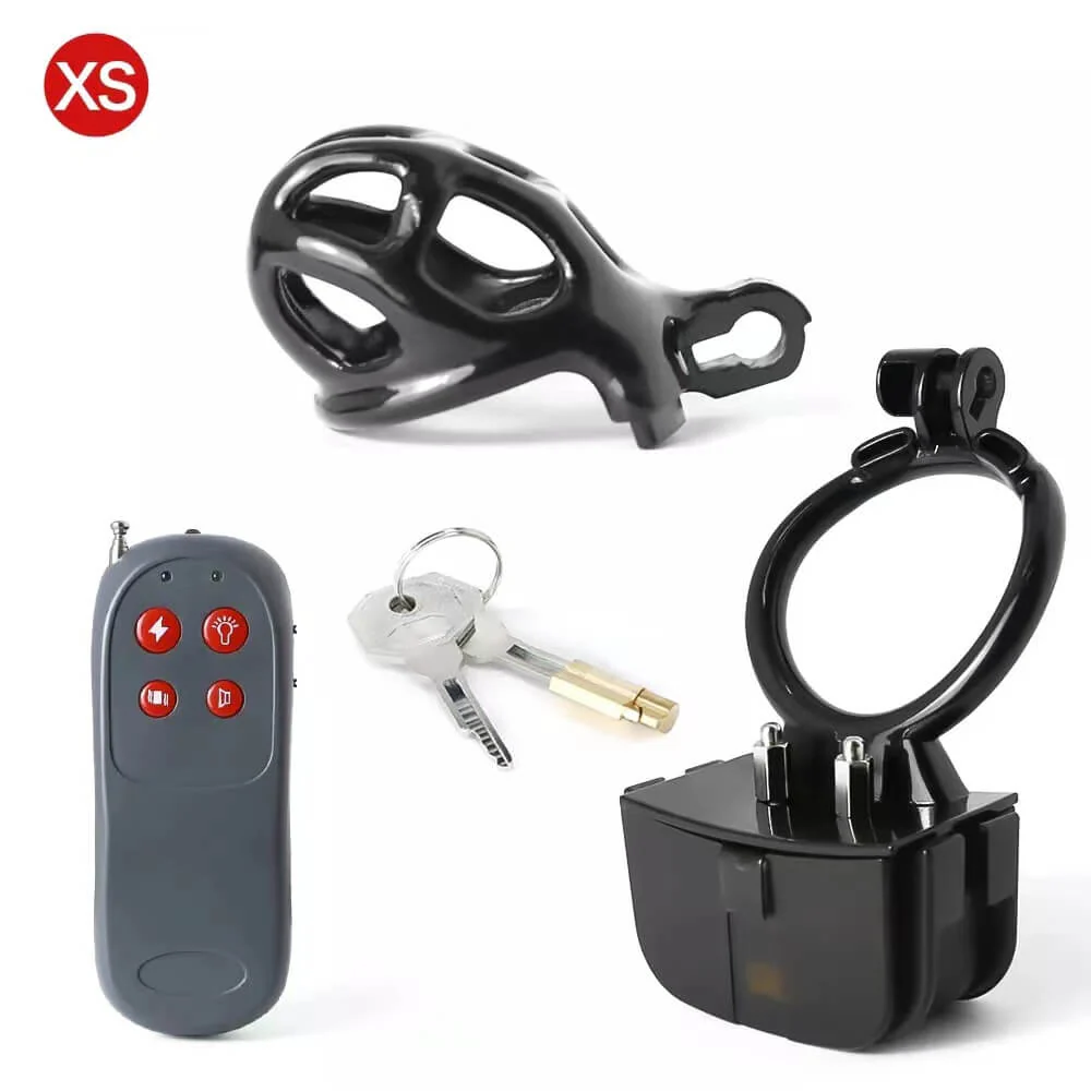 Black Electric Shock Mamba Chastity Cage - Image 12