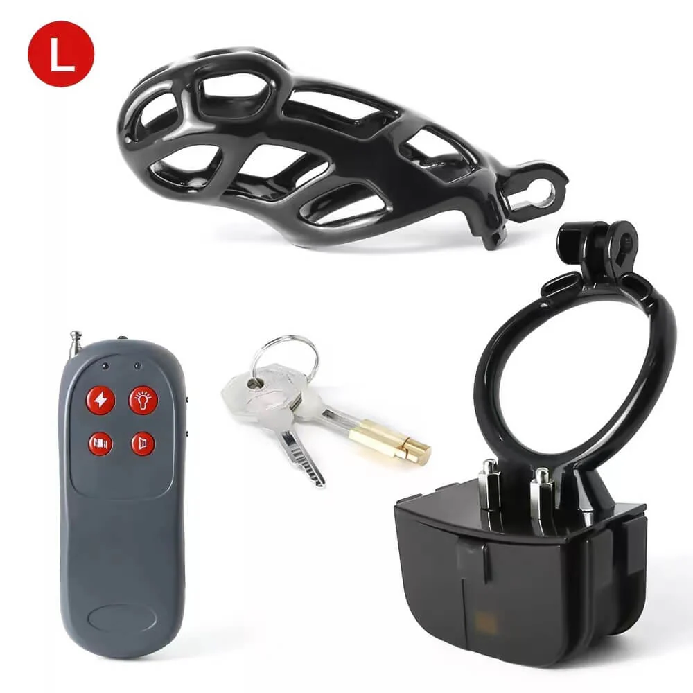 Black Electric Shock Mamba Chastity Cage - Image 8