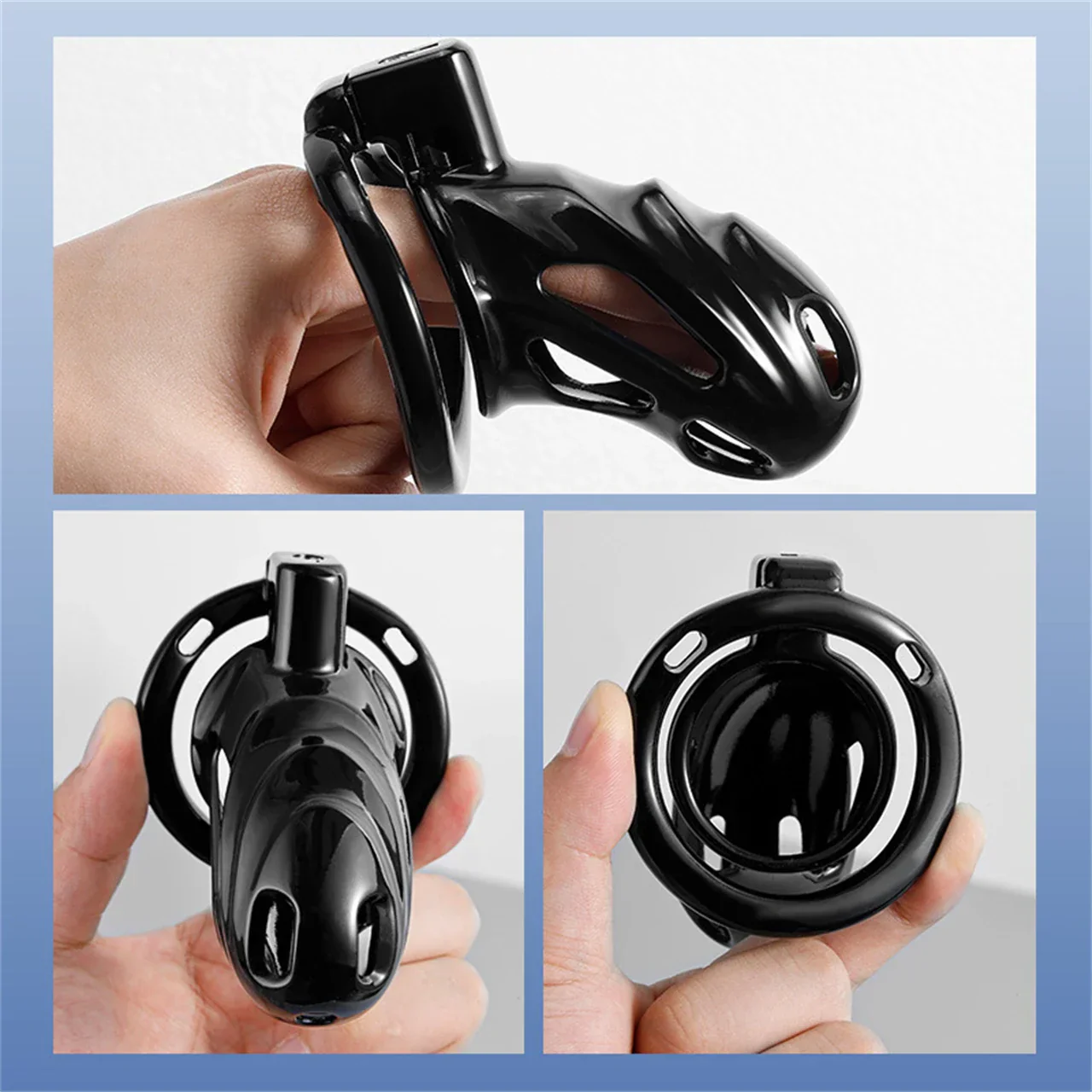 Black Metal Chastity Cage - Image 2