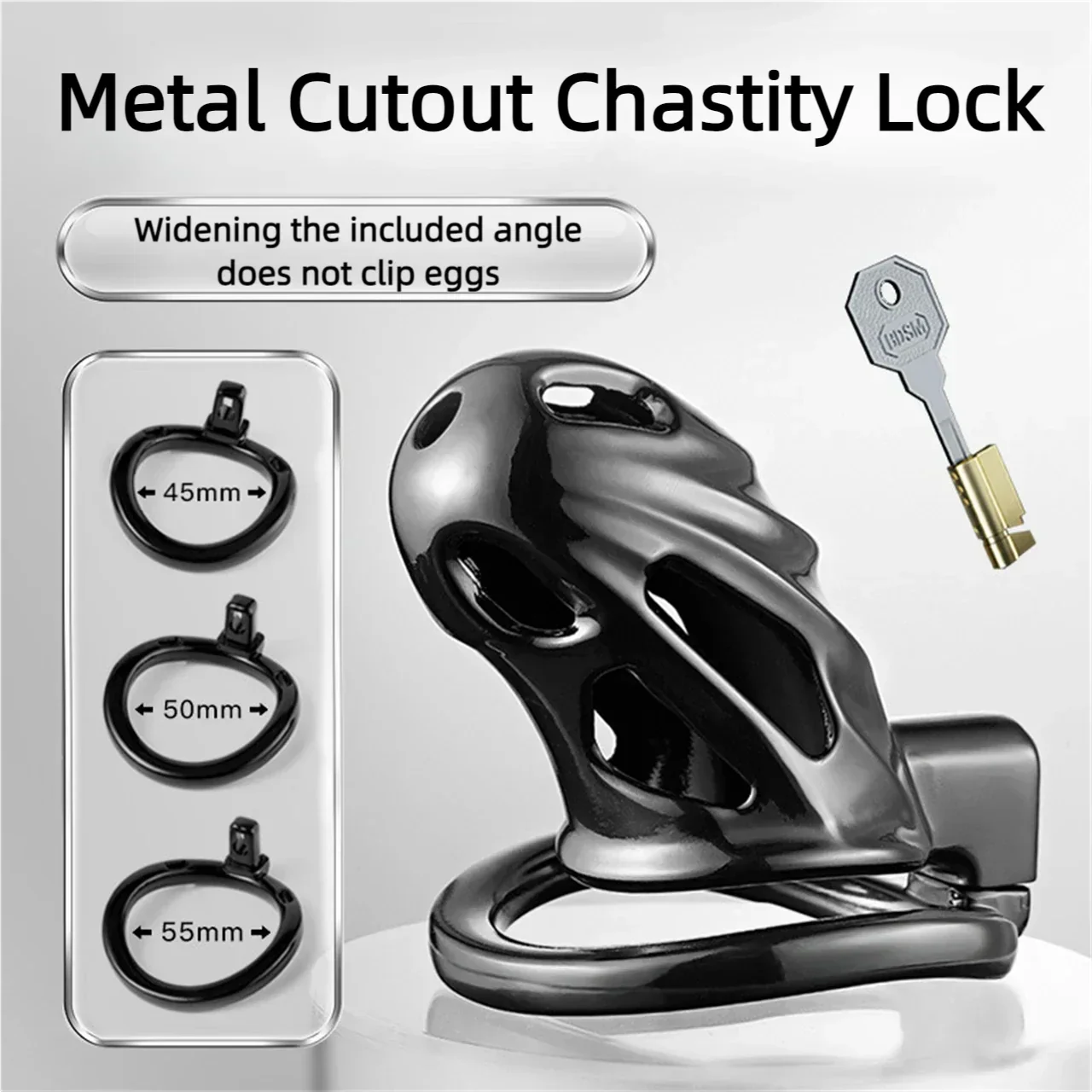 Black Metal Chastity Cage - Image 3