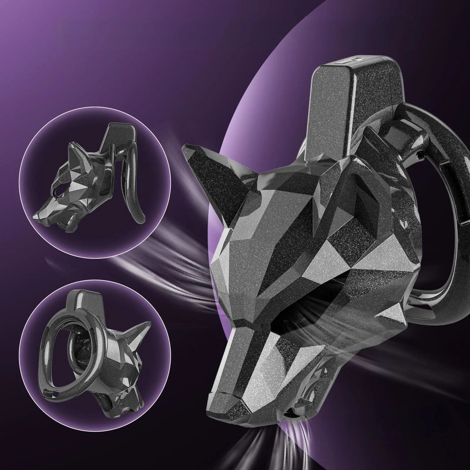 Black Wolf Starlight Chastity Cage