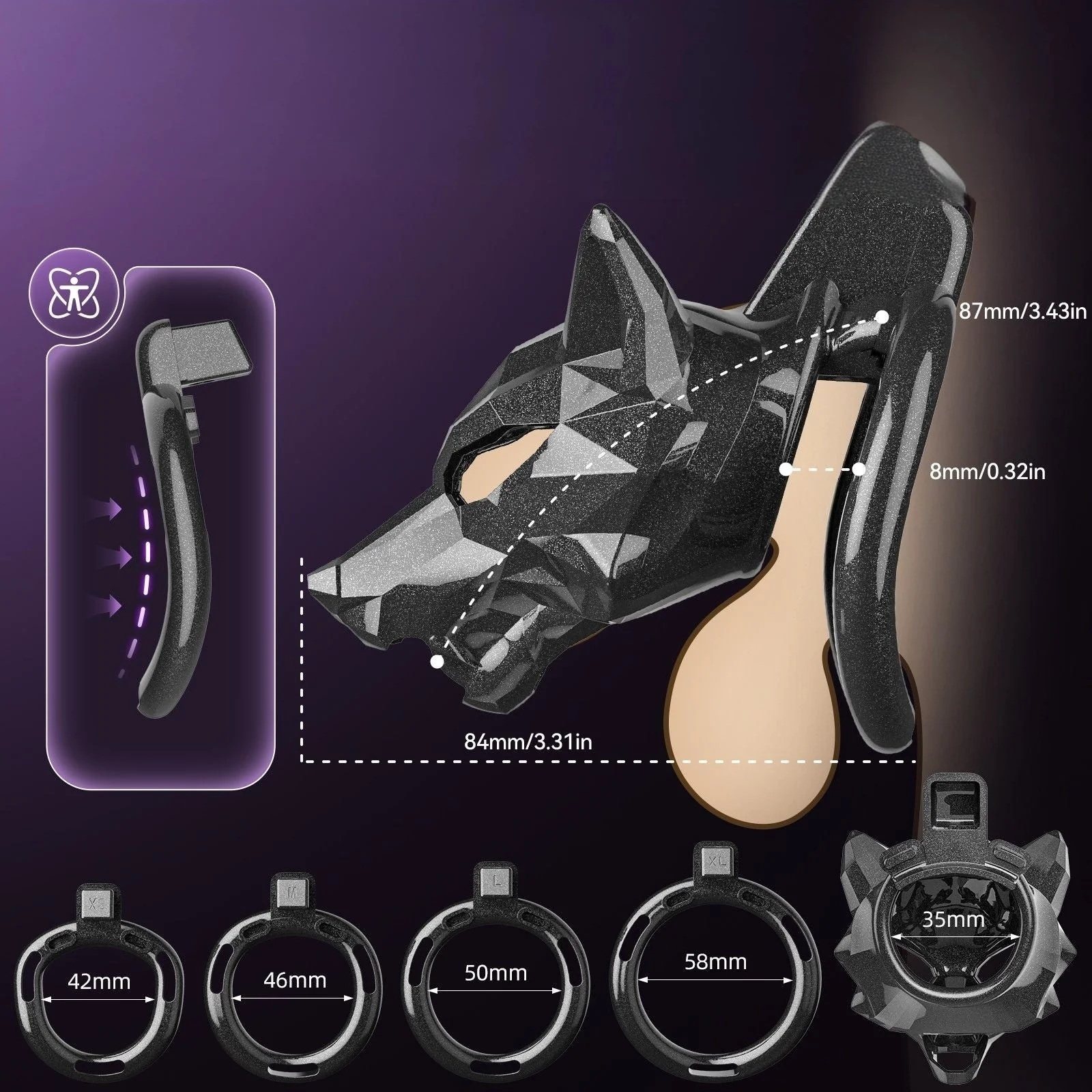 Black Wolf Starlight Chastity Cage - Image 4