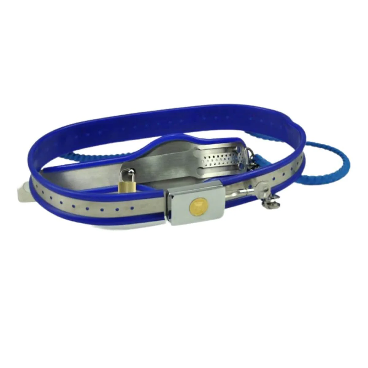 Blue Female Stainless Steel Y-Shaped Chastity Belt - Image 4
