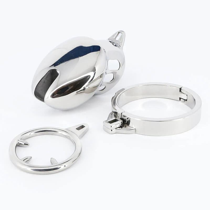 Bondage Stainless Steel Chastity Cage With Spike Ring - Image 3