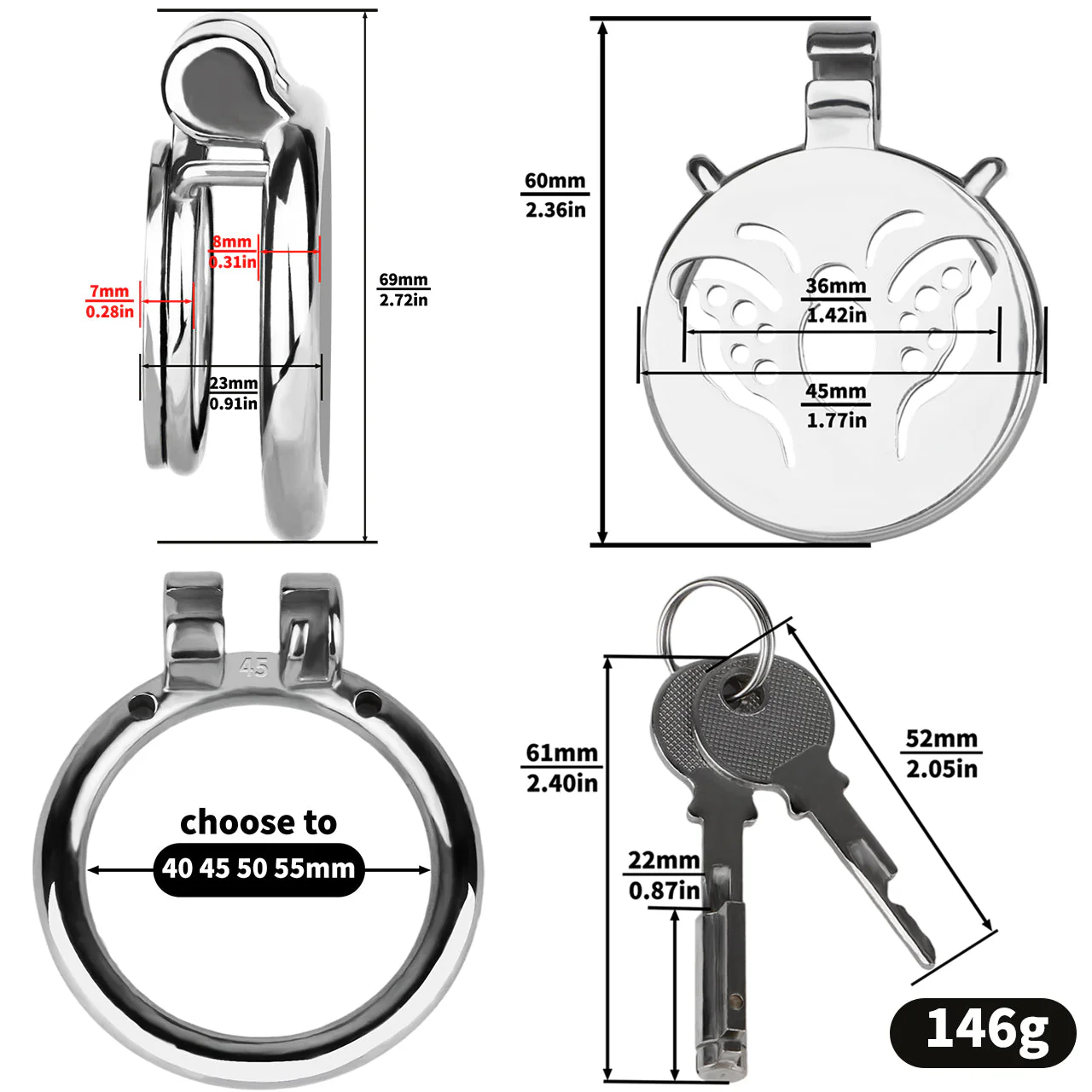 Butterfly Flat Chastity Cage - Image 5