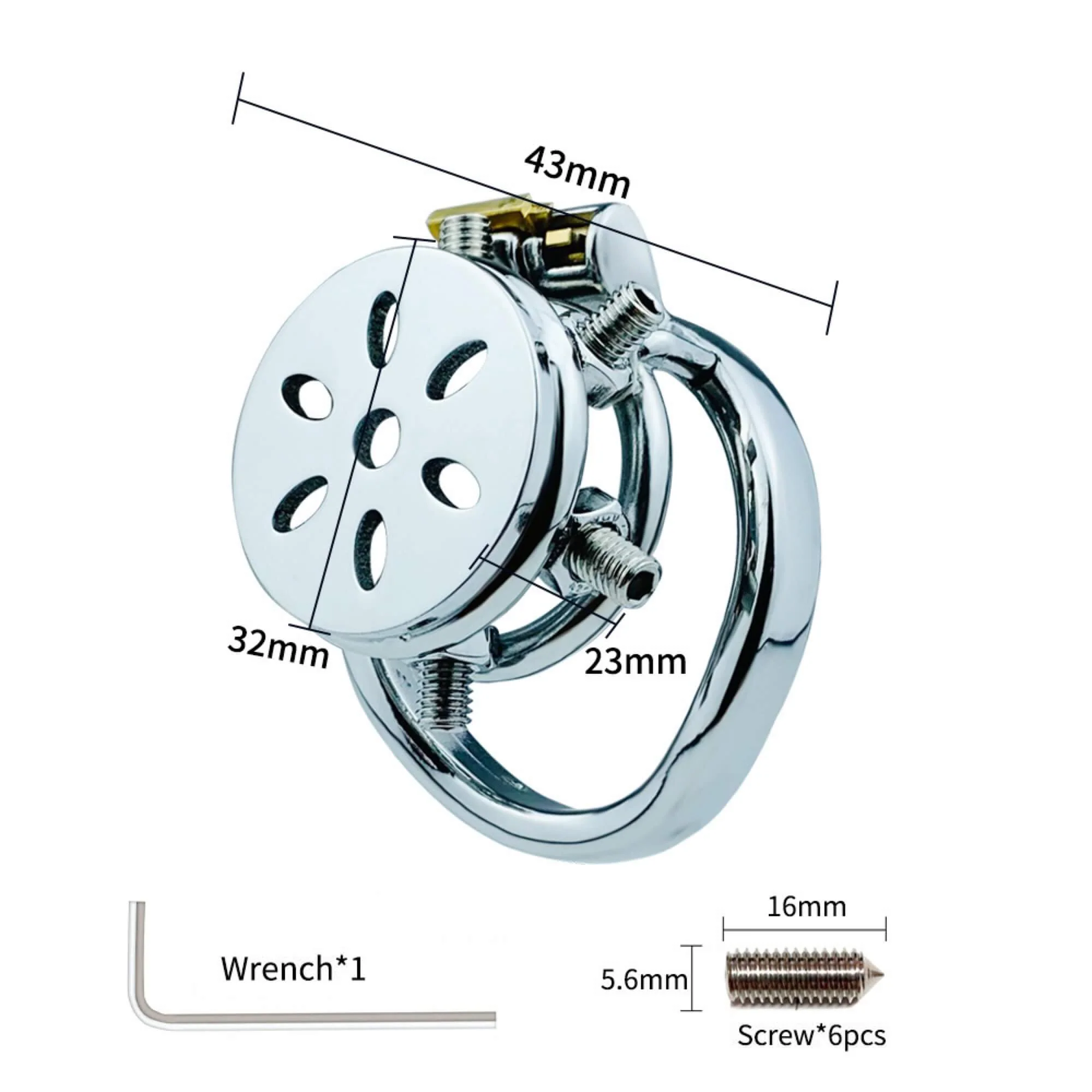Button Ding Flat Chastity Lock With Spikes - Image 3