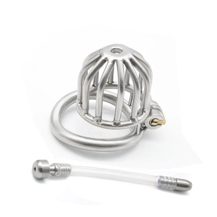 CC31 Stainless Steel Stealth Lock Male Chastity Device with Urethral Catheter - Image 3