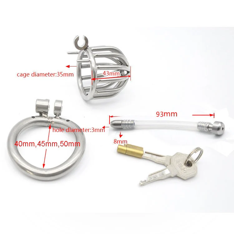 CC31 Stainless Steel Stealth Lock Male Chastity Device with Urethral Catheter - Image 4