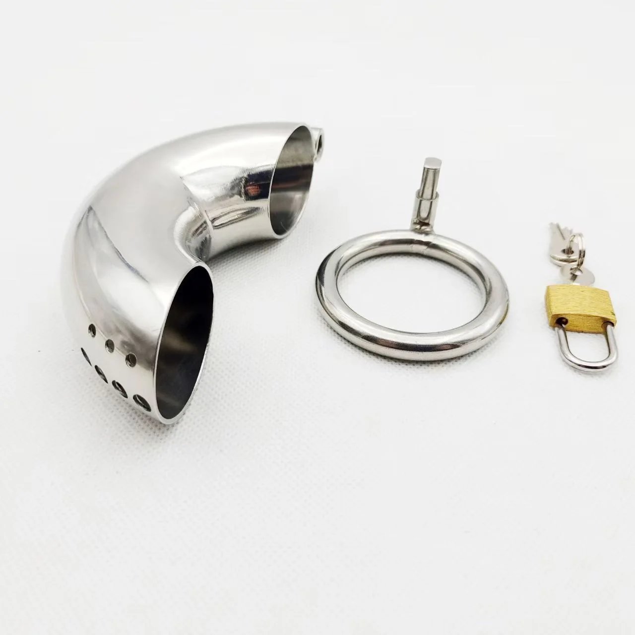Stainless Steel Double Curved Chastity Cage - Image 3