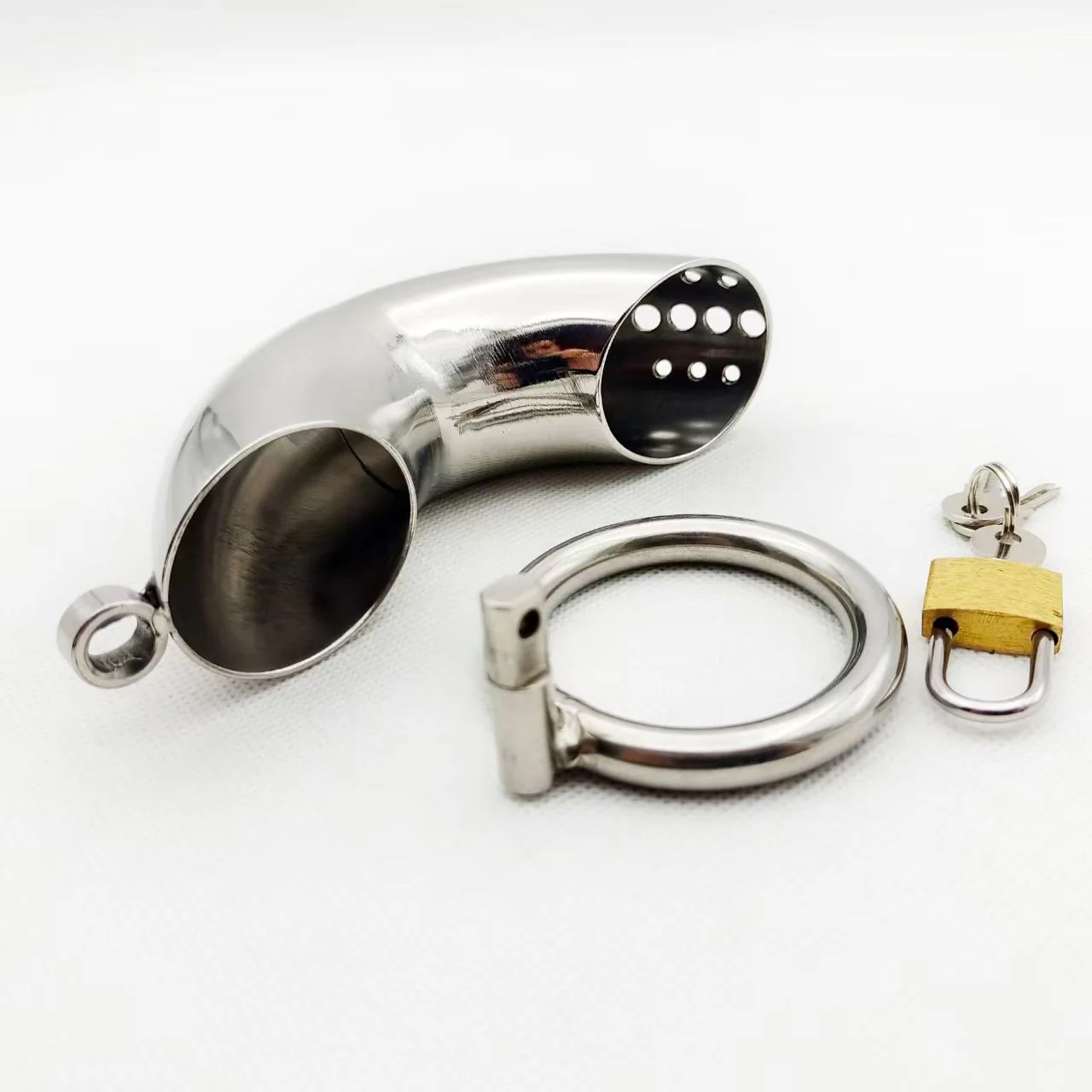 Stainless Steel Double Curved Chastity Cage - Image 4