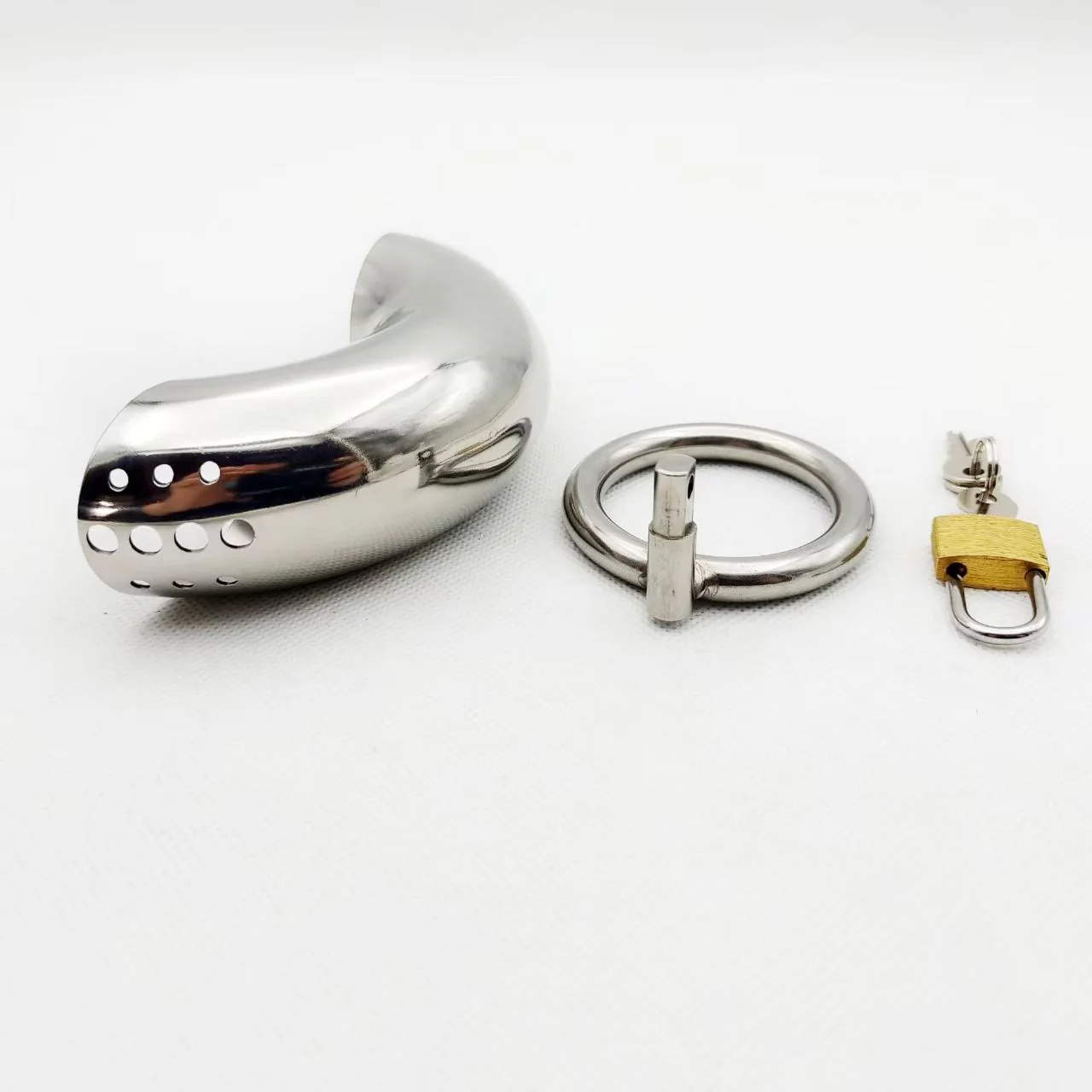 Stainless Steel Double Curved Chastity Cage - Image 5