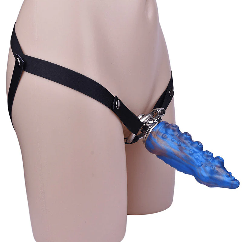 Inverted Chastity Cage - Cock Block Device With Monster Dildo - Image 12