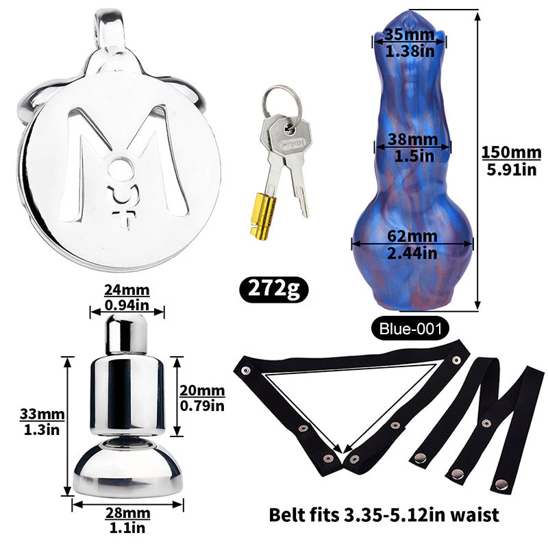Inverted Chastity Cage - Cock Block Device With Monster Dildo - Image 14