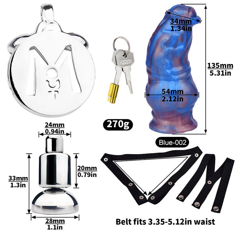 Inverted Chastity Cage - Cock Block Device With Monster Dildo - Image 15