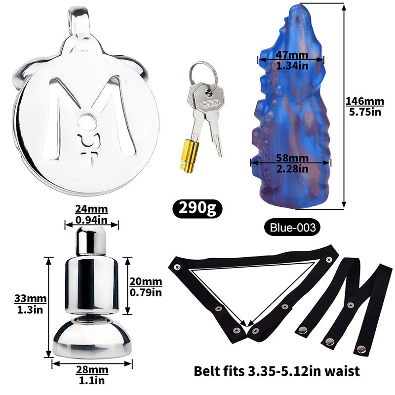 Inverted Chastity Cage - Cock Block Device With Monster Dildo - Image 16
