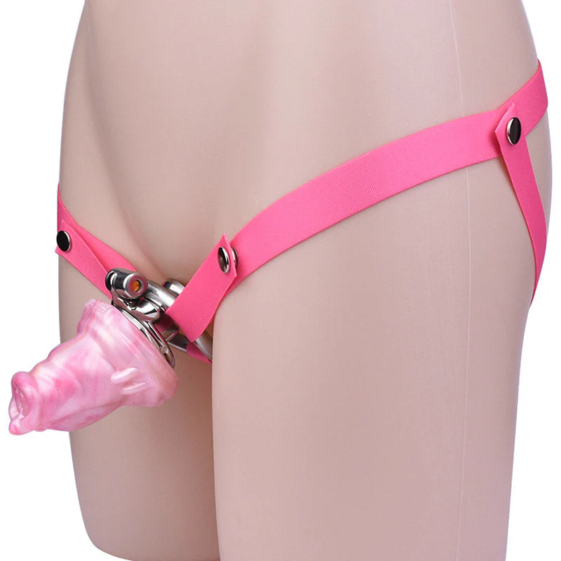 Inverted Chastity Cage - Cock Block Device With Monster Dildo - Image 5