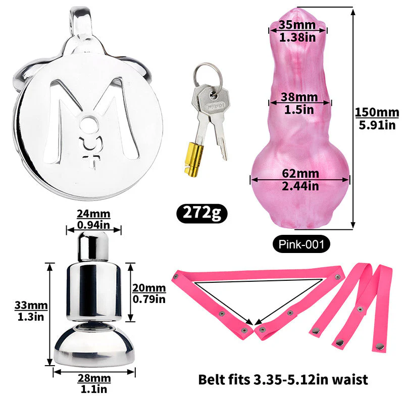 Inverted Chastity Cage - Cock Block Device With Monster Dildo - Image 6