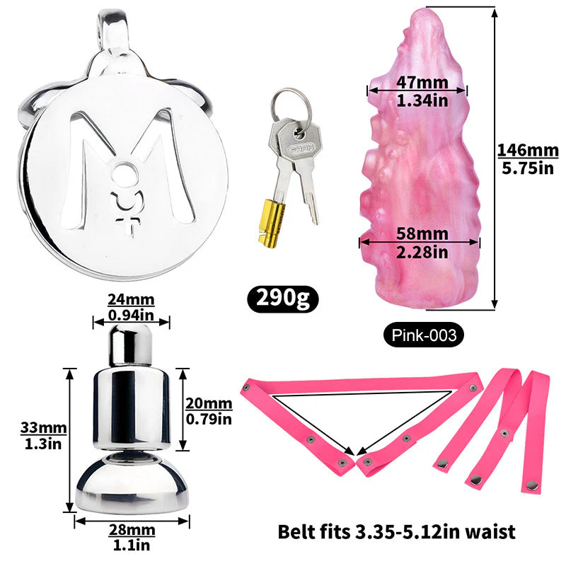 Inverted Chastity Cage - Cock Block Device With Monster Dildo - Image 8