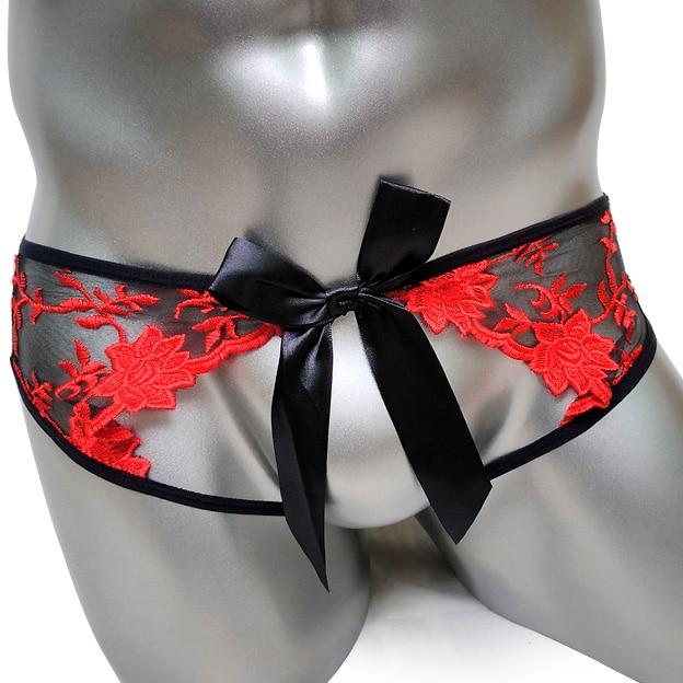 Crotchless Embroidered Panties w/ Bow - Image 4