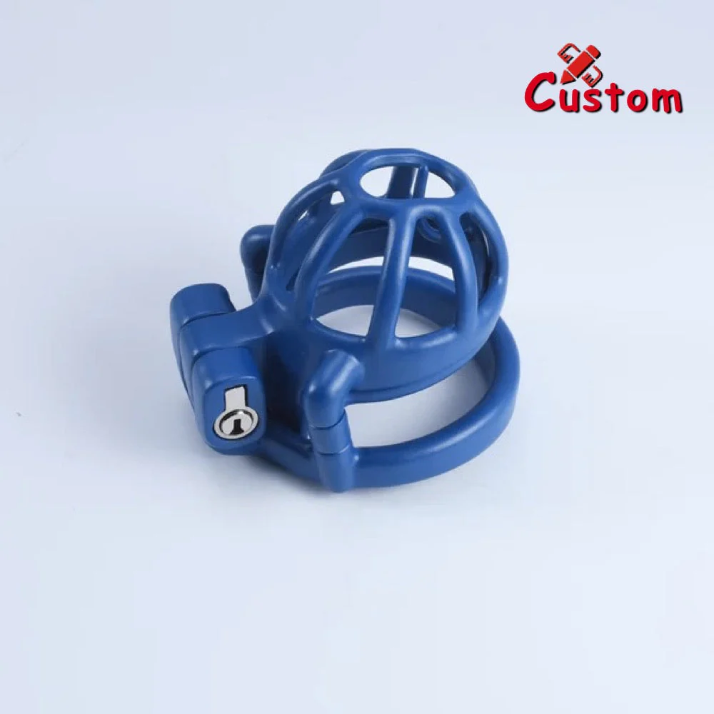 Custom Steel Blue Male Chastity Cage