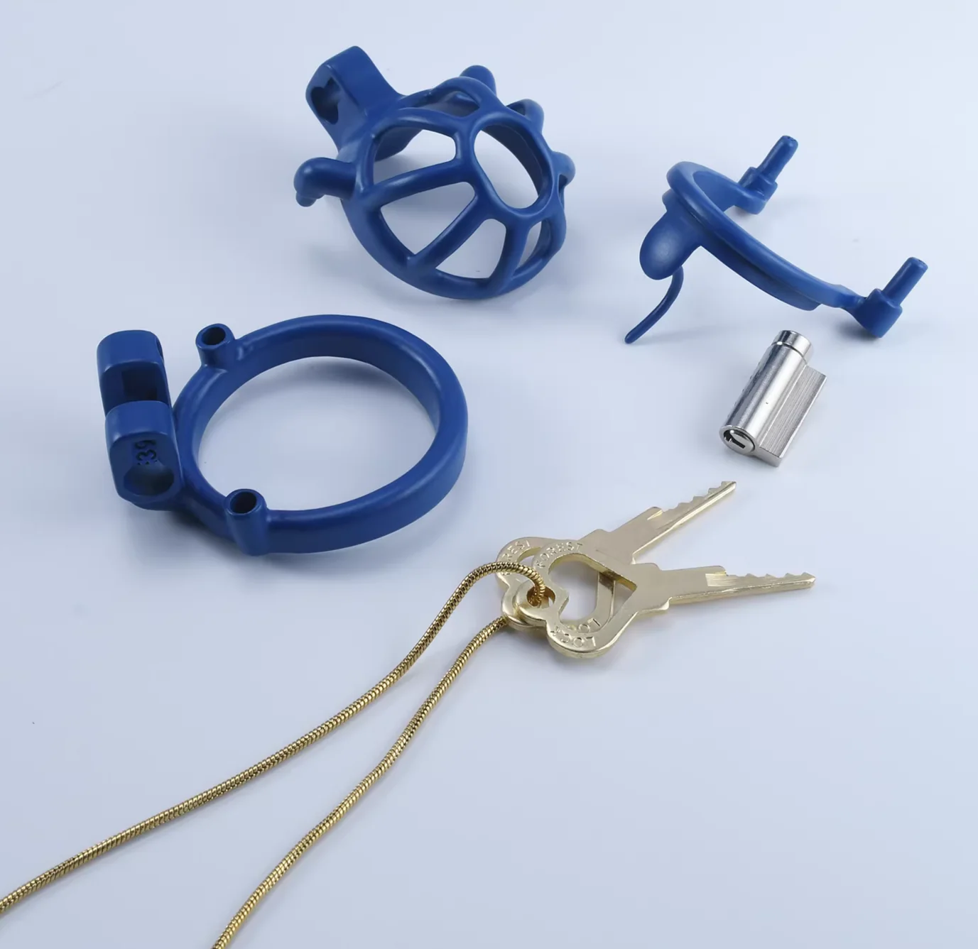 Custom Steel Blue Male Chastity Cage - Image 10