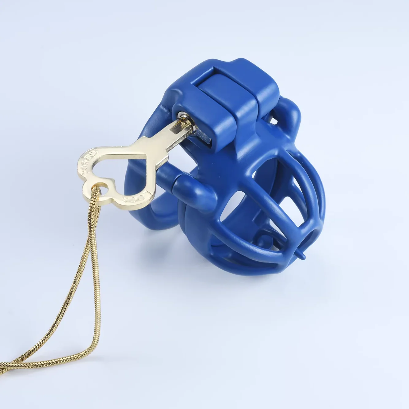 Custom Steel Blue Male Chastity Cage - Image 9