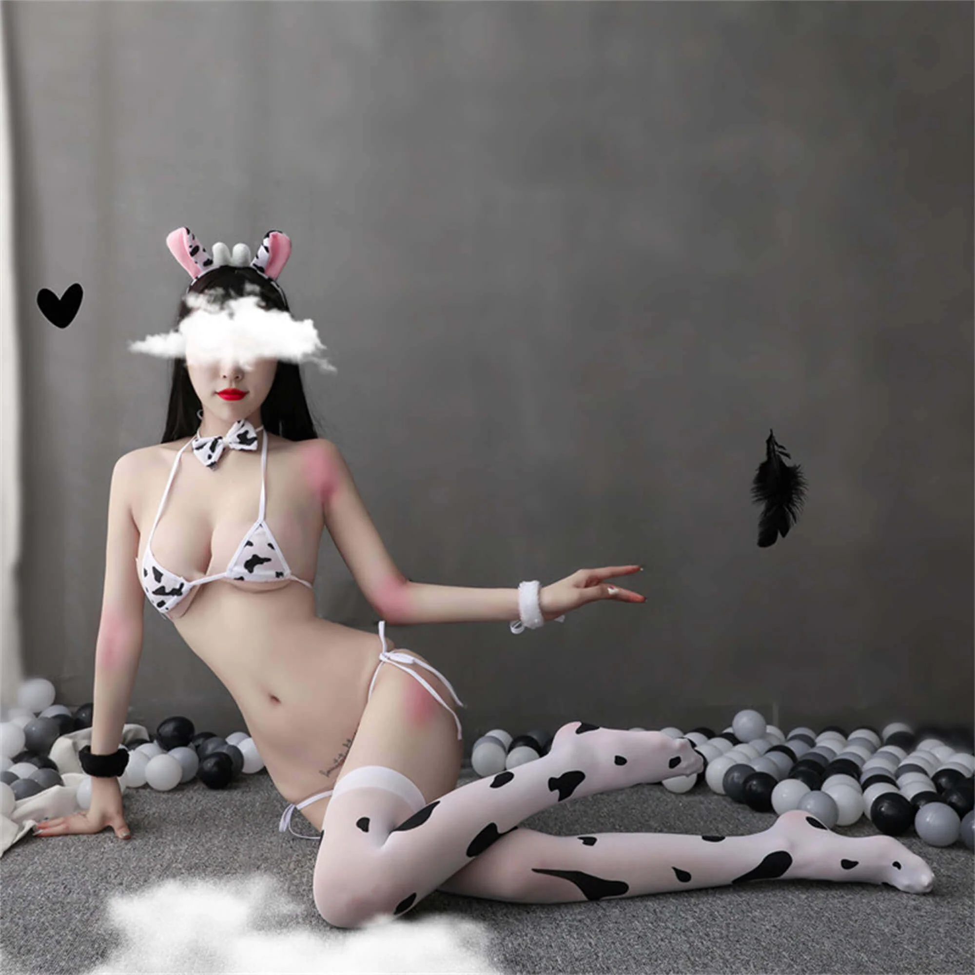 Cute Anime Cow Cosplay Lingerie Set - Image 3