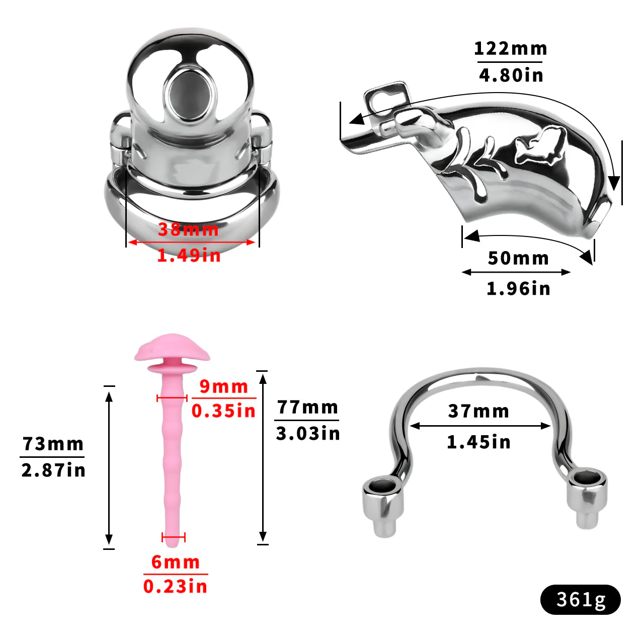 Dolphin Steel Chastity Cage with Anti-ring - Image 10