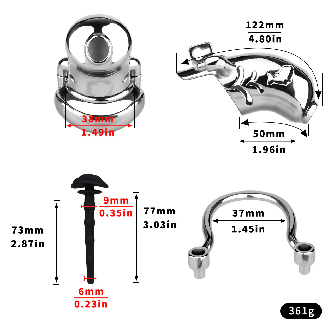 Dolphin Steel Chastity Cage with Anti-ring - Image 13