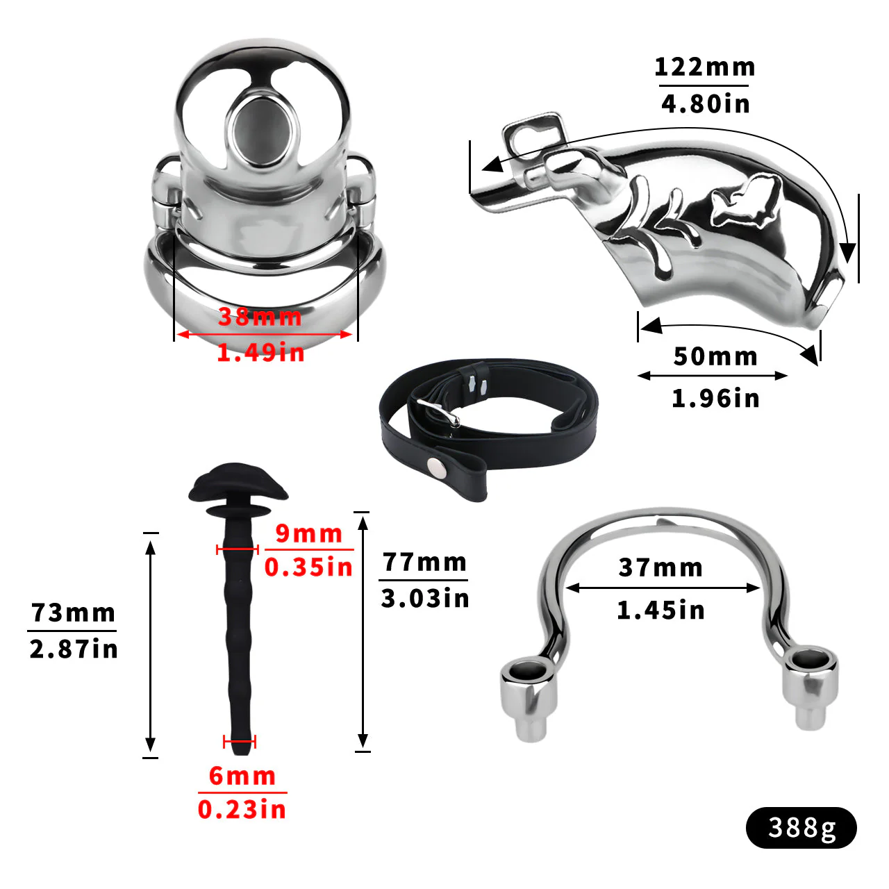 Dolphin Steel Chastity Cage with Anti-ring - Image 2