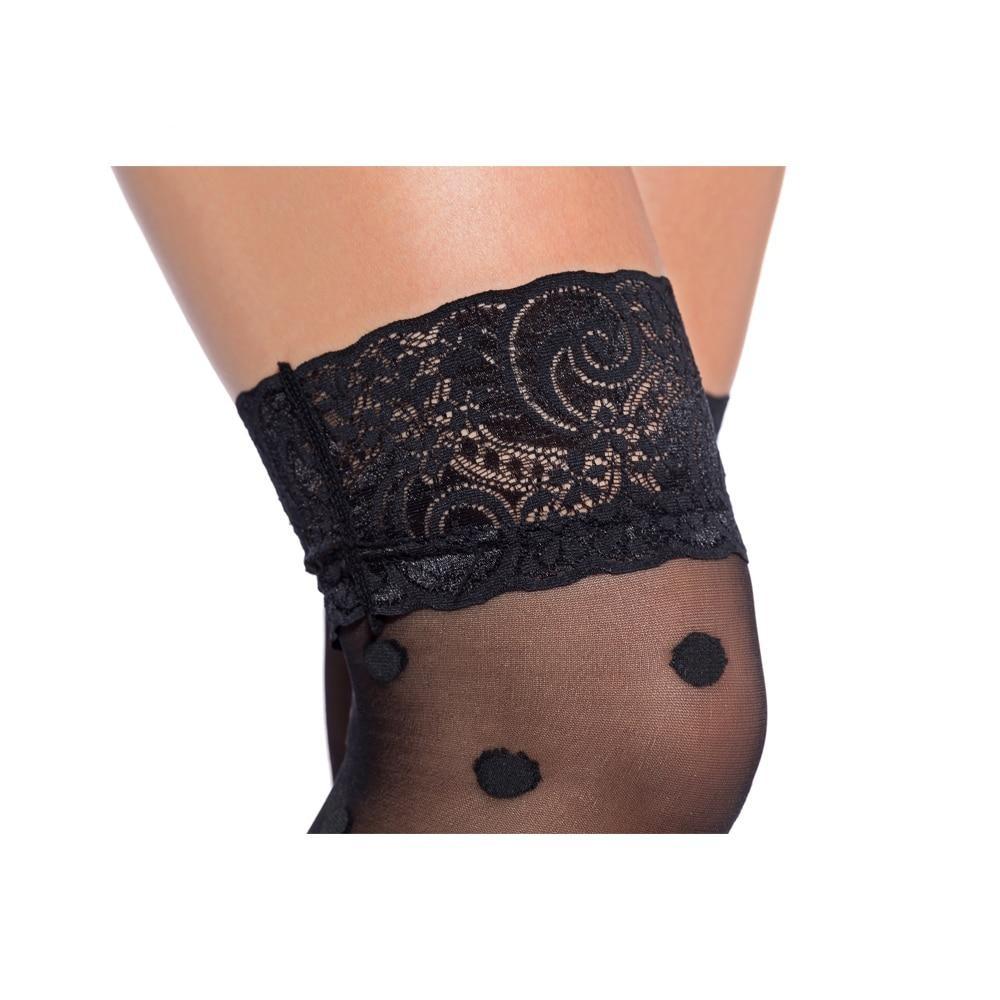 Dot Lace Stockings-Black - Image 4