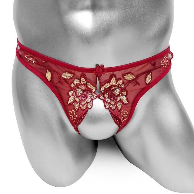 Embroidered Crotchless Thong - Image 5