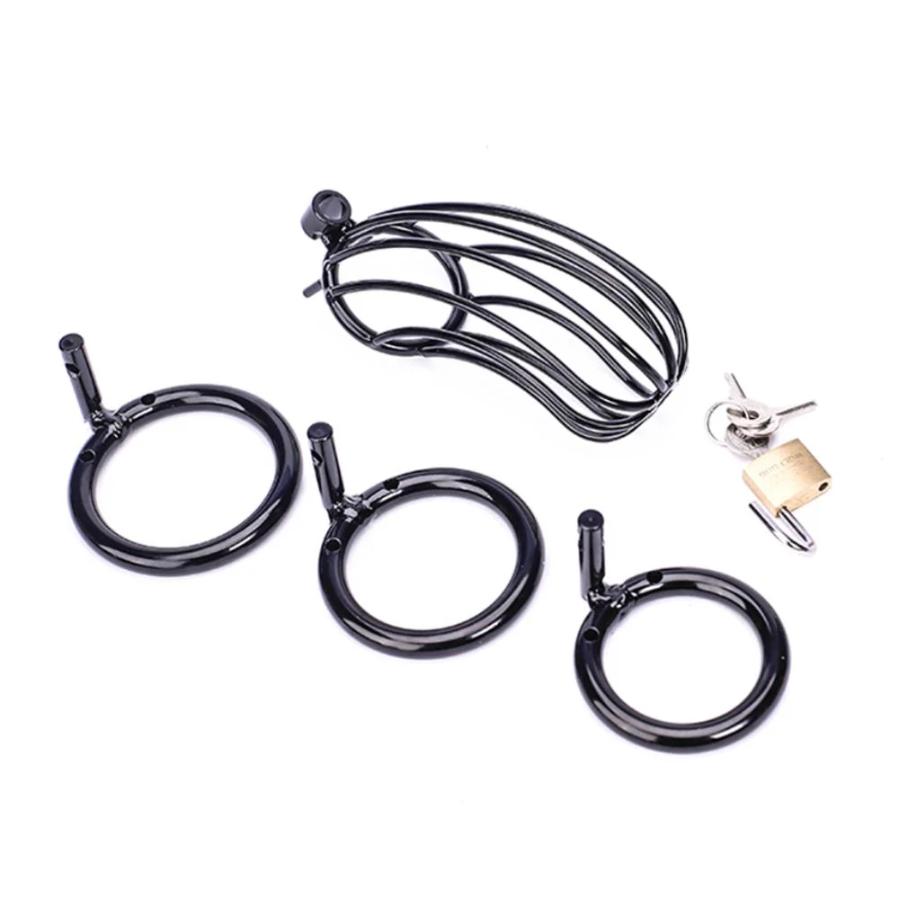 Black Metal Cock Cage 4.33 Inches Long Three Rings Included - Image 4