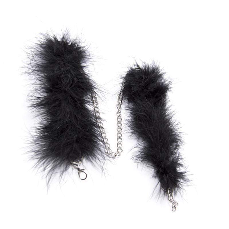 Feathery Black Fuzzy Handcuffs - Image 2