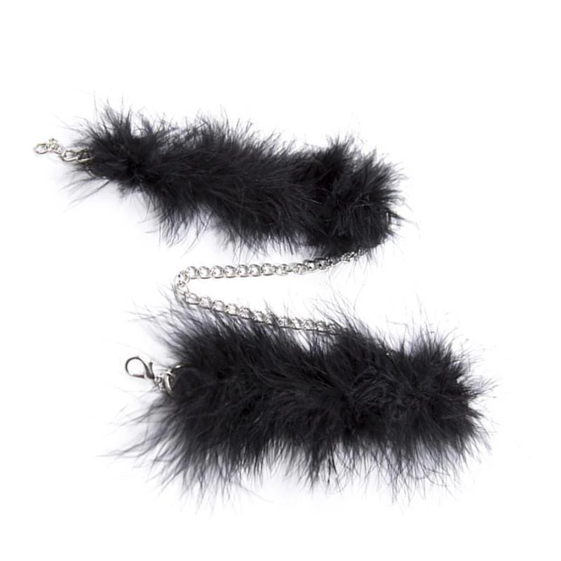 Feathery Black Fuzzy Handcuffs - Image 5