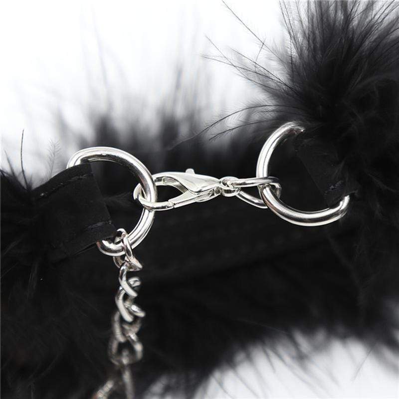 Feathery Black Fuzzy Handcuffs - Image 6