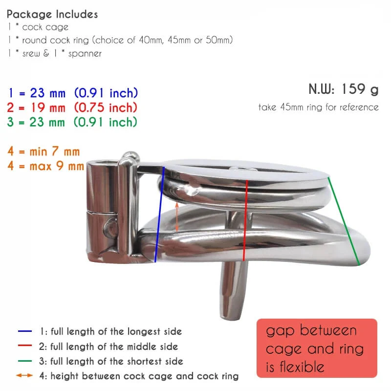 Flat Button Screw Secret Chastity Cage With Belt - Image 10